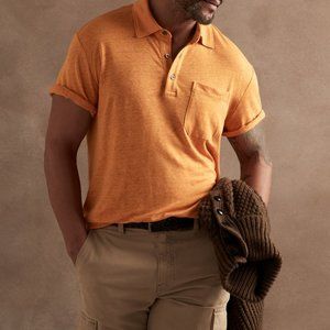 Banana Republic Tangerine Linen Button Polo